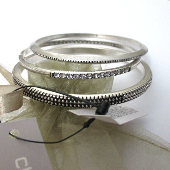 Chico's Contemporary Faceted Glass Pendant Necklace & 3 Bangle Bracelet Set - Picture 6 of 7